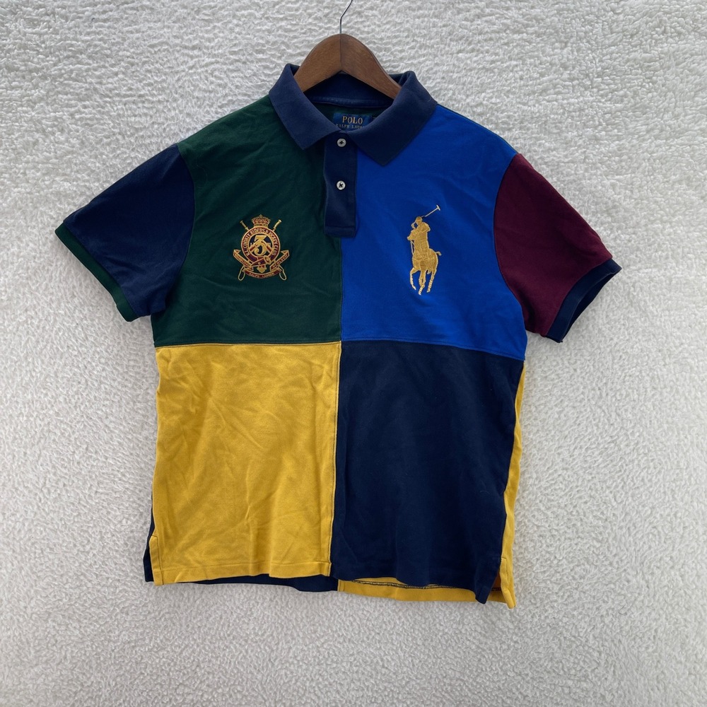 Polo Ralph Lauren Polo Shirt Boys Large Colorblock Big Pony Crest Preppy Luxury